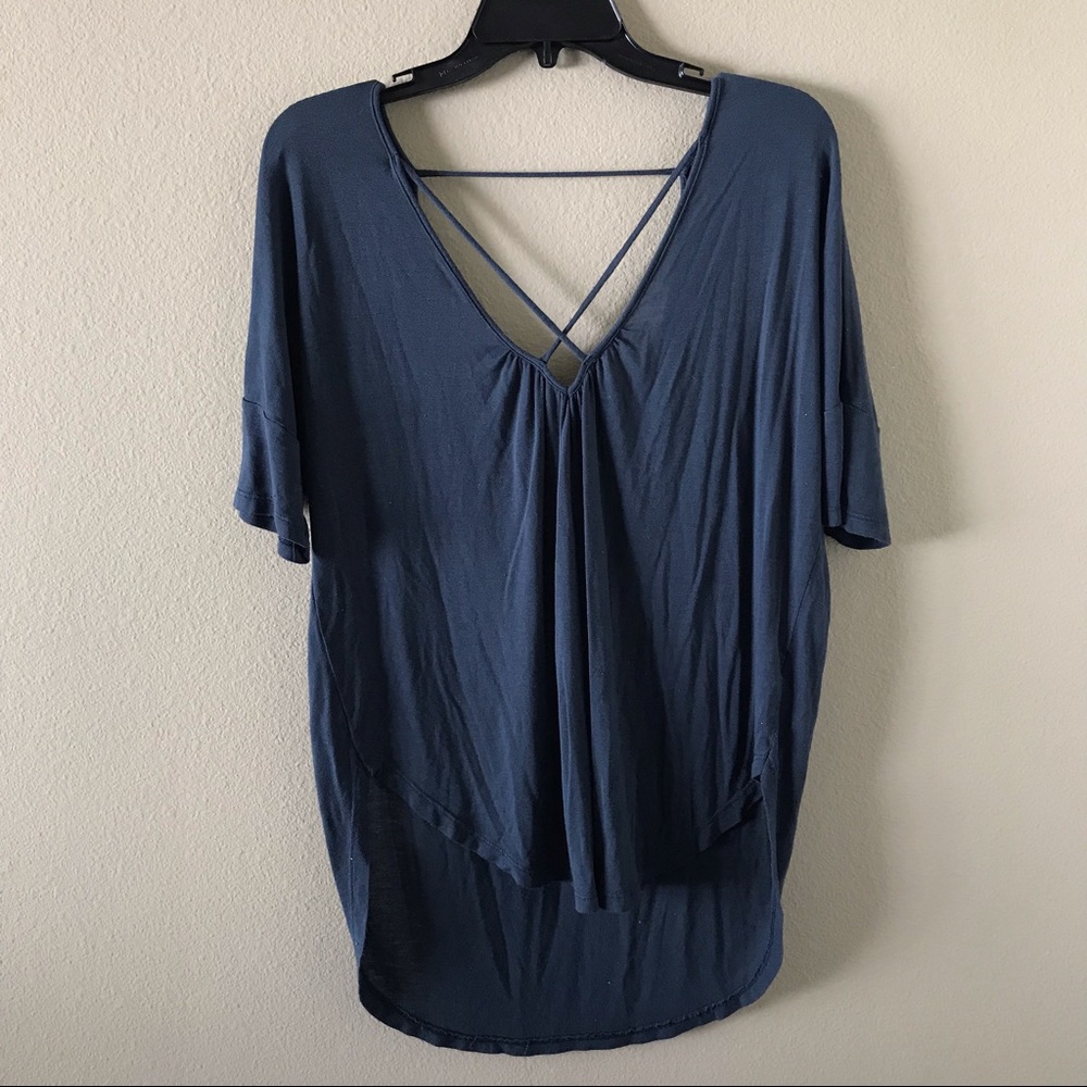 Lush Cross Front Oversize Tee Midnight Navy